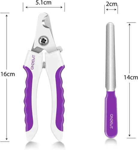 Miniatura 2 de Cortaúñas para perros de 6 pulgadas para razas pequeñas, medianas y grandes, apto para gatos, conejos y conejillos de indias con protector de Púrpura