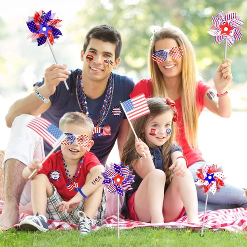 Miniatura 7 de MGparty Accesorios para el 4 de julio, 138 piezas de suministros patrióticos para fiestas, decoraciones del 4 de julio, celebraciones del Día