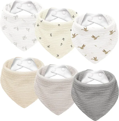 Miniatura 11 de Susurration Baberos de muselina para bebé, paquete de 6 baberos tipo bandana ajustables y suaves en forma triangular para bebés unisex, niñas y niños