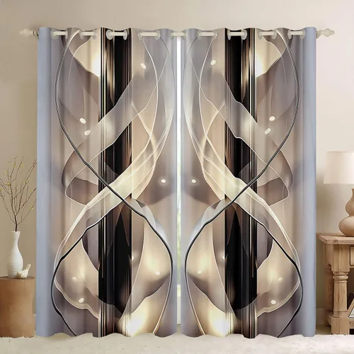 Miniatura 21 de jejeloiu Cortinas rojas y negras para dormitorio (2 paneles, 38 x 45 pulgadas) con líneas geométricas de rayas 30% a 50% cortinas opacas para niños