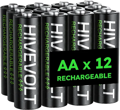 Baterías AA recargables, 2800 mAh de alta capacidad doble A batería NiMH baja autodescarga, 12 unidades