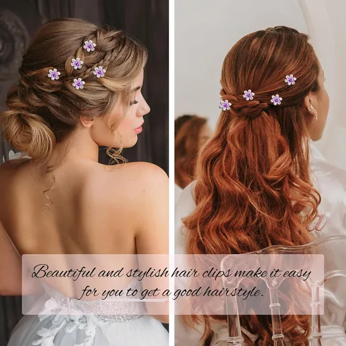 Miniatura 2 de YISSION 20 pinzas para el cabello con diseño de rosas azules, lindas horquillas para el pelo con diamantes de imitación, pequeñas pinzas decorativas