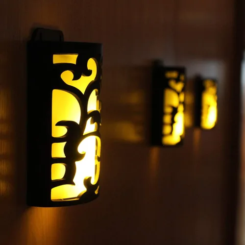 Miniatura 2 de WRalwaysLX Faroles decorativos con temporizador, velas sin llama para interiores y exteriores, apliques de pared con llamas parpadeantes