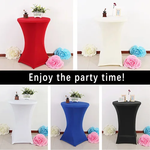 Miniatura 5 de Paquete de 2 manteles de cóctel de elastano de 24 x 43 pulgadas, redondos, ajustables, para bodas, banquetes, eventos, fiestas