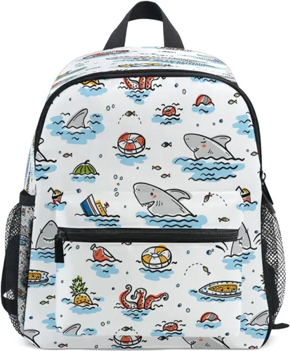 ZOEO Toddlers Backpack Kids Doodle Cute Shark Animal Summer Childish Bookbag for Boys Girls 3-6 Years Children Preschool Kindergarten Cute Mini Bags
