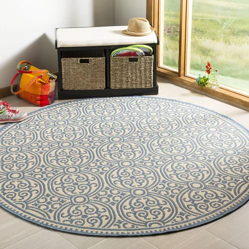 Miniatura 27 de SAFAVIEH Alfombra lavable para exteriores Linden Collection - 4 x 6 pies, aguamarina y crema, no desprende pelusa y fácil de limpiar, ideal