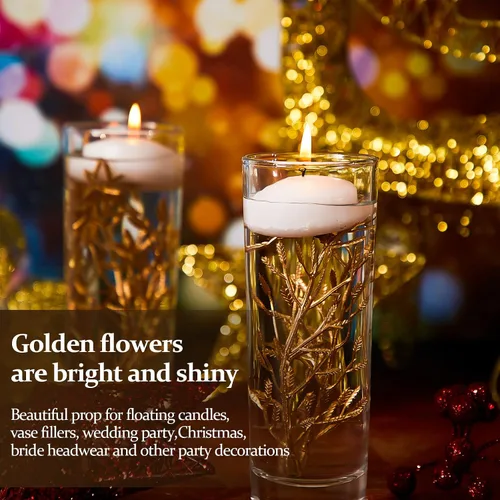 Miniatura 4 de 80 piezas de flores sintéticas para jarrón de centro de mesa, velas flotantes de relleno, mini relleno de flores para boda, mesa de comedor, fiesta