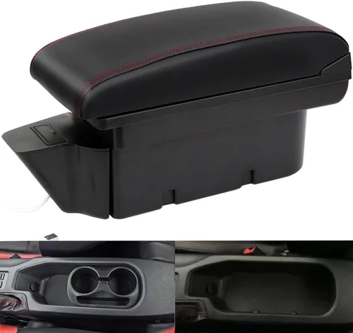 Miniatura 9 de Consola Reposabrazos para Toyota 86 GT86 / Subaru BRZ Centro Caja de Almacenamiento Dual para Scion FR-S 2012-2020 (Todo Negro) Reposabrazos