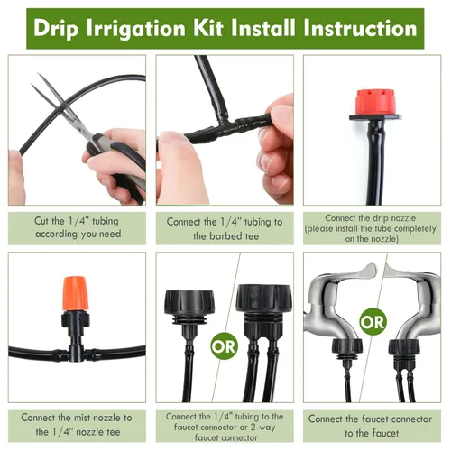 Miniatura 3 de Conjunto de tubos para riego, 1/4" equipo para riego nuevo / equipo de irrigación automática para invernadero y jardineros, juego de enfriamiento
