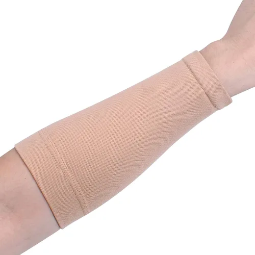 HiTreasure 1 pieza de fundas de compresión para tatuaje de antebrazo completo para hombres y mujeres (L, beige), Beige, Grande