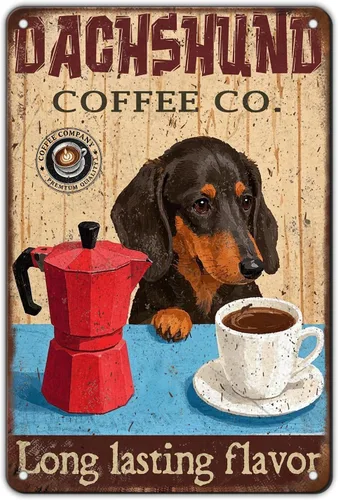 Miniatura 13 de KIYOYO Basset Hound Dog - Cartel de metal vintage de hound con texto en inglés "Before Coffee After Coffee" (Antes del café después del café)