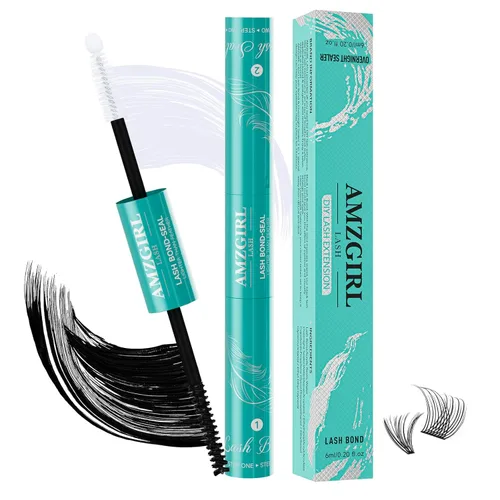 Miniatura 10 de Pegamento y Sellado de Pestañas AMZGIRL LASH - Pegamento para racimos de pestañas con varita de rímel, 10 ml, larga duración 72 horas, pegamento