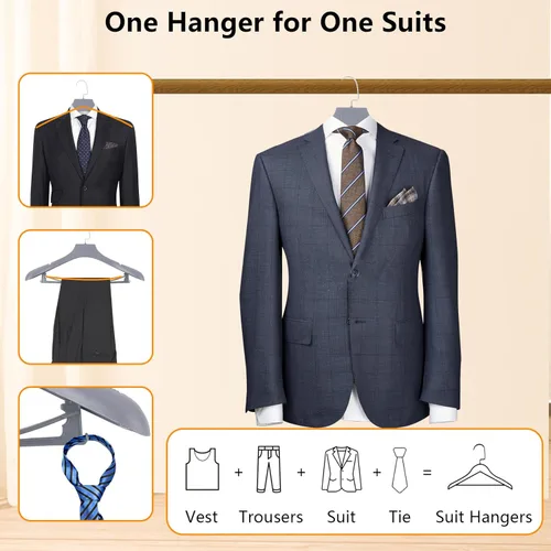 Miniatura 5 de DEDU Perchas de Plástico Extra Anchas para Trajes de Hombre, Paquete de 15, Ancho 17.7", Perchas Grises para Suéter sin Protuberancia en el Hombro