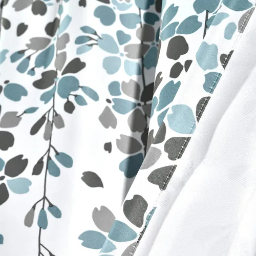 Miniatura 4 de Lush Decor Weeping Flower - Paneles de cortina para ventana con filtro de luz, par, 52 pulgadas de ancho x 63 pulgadas de largo + cabecera de 2 Azul