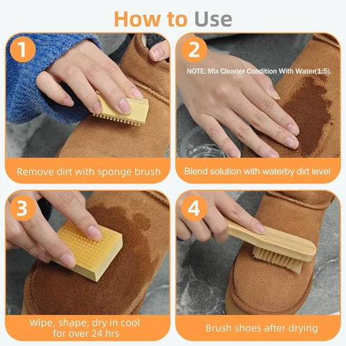 Miniatura 5 de Kit limpiador de zapatos de gamuza, kit de cuidado de zapatos con limpiador de zapatos, protector, resistente al agua, cepillo y borrador, kit