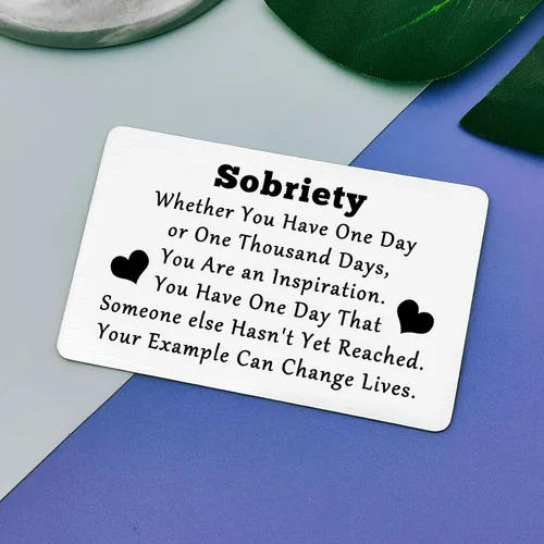 Miniatura 6 de Regalo de recuperación de adicciones para mujeres y hombres, tarjeta de inserción de billetera de metal, regalo de sobriedad, regalo de recuperación