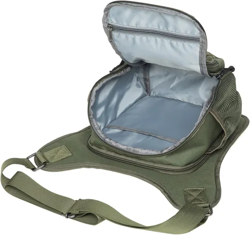 Miniatura 8 de Bolso de mensajero de lona vintage para hombre, bolso de mensajero de retazos de cuero en el pecho 3-3-ejército Verde