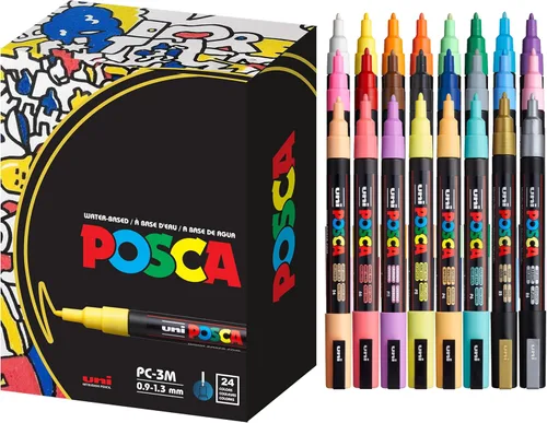 Uni Posca paquete de marcadores de todos los colores, Fine