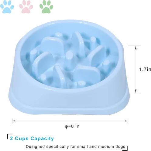 Miniatura 2 de UPSKY Cuenco para perros pequeños de alimentación lenta, comedero antideslizante para rompecabezas, parada interactiva de hinchazón, antiasfixia Azul