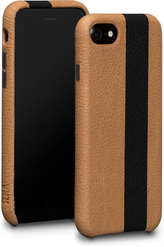 Sena Corsa II Racing Stripe - Funda de piel para iPhone 6, 7, 8, ultradelgada, absorbente de golpes, color marrón y negro