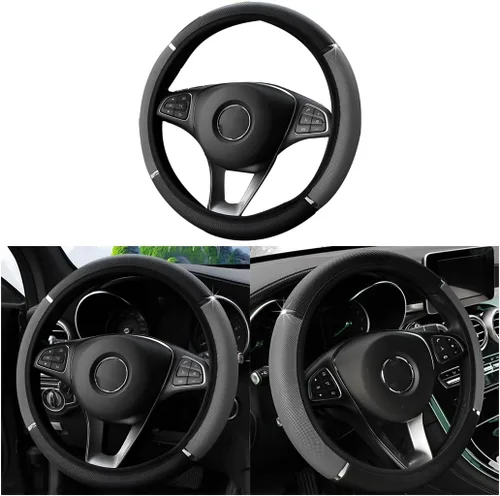 Miniatura 8 de Funda para volante de automóvil, antideslizante, elástica, funda para volante para hombres y mujeres, ajuste universal para automóviles de 15 Beige