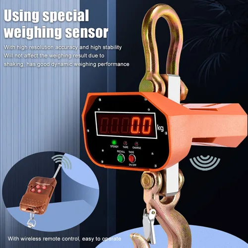 Miniatura 4 de Báscula industrial para grúa, 6,613.9 lbs, 6600 libras, báscula colgante con pantalla digital industrial resistente con control remoto, gancho