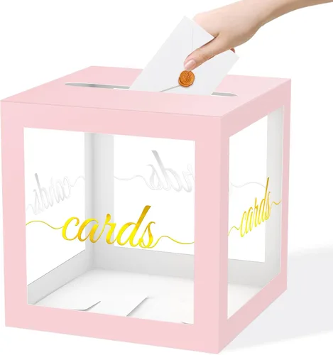 Miniatura 21 de QISOLIY Caja Negra para Tarjetas Cajas de Tarjetas de Boda para Recepción Portador de Caja de Tarjetas de Regalo Caja de Dinero para Graduaciones