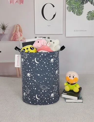 Miniatura 4 de QUEENLALA Cesta de almacenamiento grande, cesta de lavandería, baño, decoración del hogar, cesta de almacenamiento redonda plegable, para niños