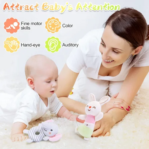 Miniatura 3 de Sonajeros para bebés de 0 a 6 meses: sonajeros suaves para recién nacidos, sonajero de peluche para bebés, regalo de ducha para niños pequeños