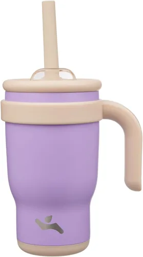 Miniatura 12 de Konokyo Vaso de 14 onzas con asa lateral, botella de agua aislada con popote y tapa 2 en 1, taza de acero inoxidable, taza de café de viaje