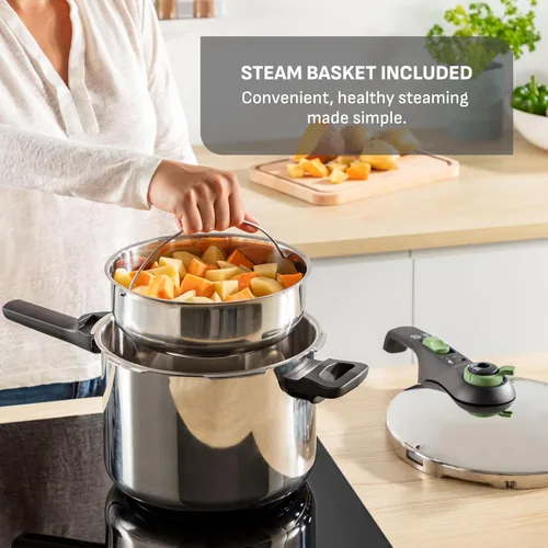 Miniatura 6 de T-fal Ultimate - Olla de presión de acero inoxidable de 6.3 cuartos de galón, compatible con inducción, tapa de bloqueo seguro, segura y fácil