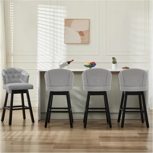 Miniatura 10 de Juego de 2 taburetes de bar giratorios de 29 pulgadas, taburetes de bar tapizados con respaldo, sillas modernas de altura de mostrador para isla
