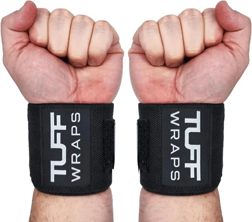 Muñequeras TuffWraps de 16": sin presillas para el pulgar, muñequeras de gimnasio de calidad para levantamiento de pesas, press de banca,