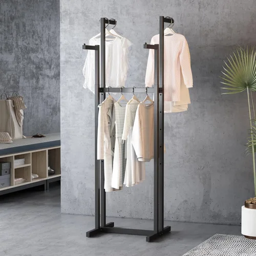 Miniatura 13 de Estantes para ropa dorados, estante de ropa de metal con 6 brazos rectos, estante de ropa independiente para colgar ropa de gran capacidad, altura