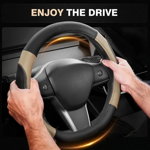 Miniatura 2 de FLORICH Funda para volante de automóvil, fundas de cuero de microfibra con forro antideslizante, protector elástico transpirable para volante