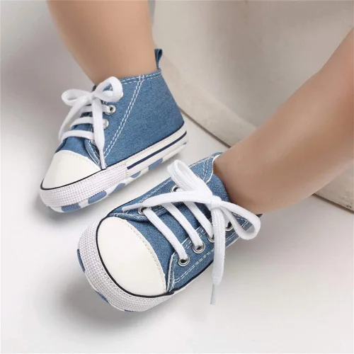 Miniatura 3 de Meckior - Zapatos deportivos de lona para bebé, con suela suave y caña alta, para sus primeros pasos y estar en la cuna