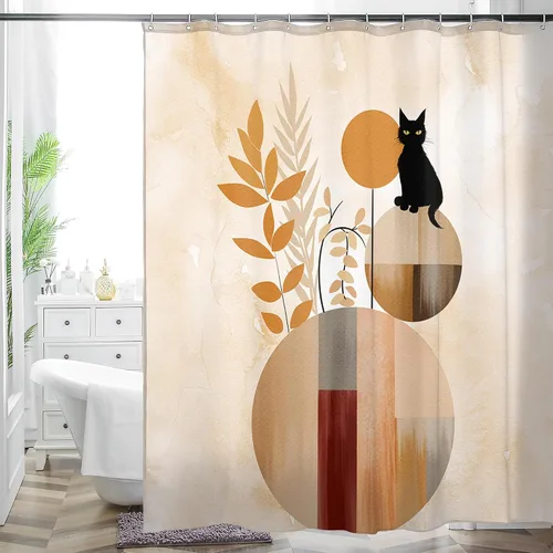 Miniatura 14 de HMS Happy Memories Cortina de Ducha con Estampado Floral Bohemio de Planta Boho, Tela de Poliéster para Decoración de Baño 72 x 72 Pulgadas