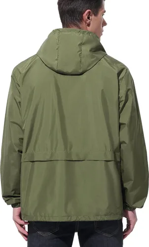 Miniatura 2 de Chaqueta de lluvia impermeable para hombre, rompevientos para correr, resistente al agua, ligera, plegable, con capucha, viajes, senderismo, ciclismo