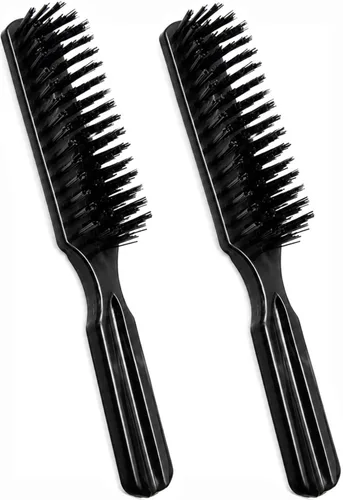 Juego de 2 cepillos de pelo de cerdas, cepillos de pelo de cerdas de nailon de 7.5 pulgadas para mujeres, hombres y niños, cepillo de pelo de