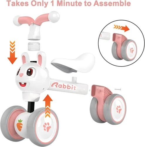 Miniatura 7 de YGJT Juguetes de bicicleta de equilibrio para bebés para niñas de 1 año, regalos de primer cumpleaños para niños de 10 a 36 meses, sin pedal, 4
