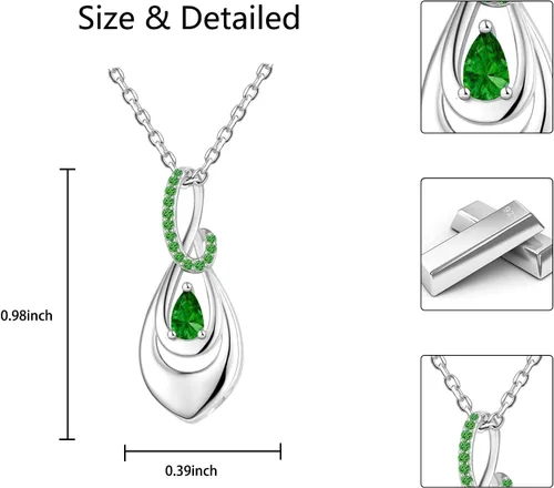 Miniatura 5 de Collar de ceniza de plata de ley 925, colgante conmemorativo de lágrima de circonita cúbica, collar de urna infinita para cenizas para mujer