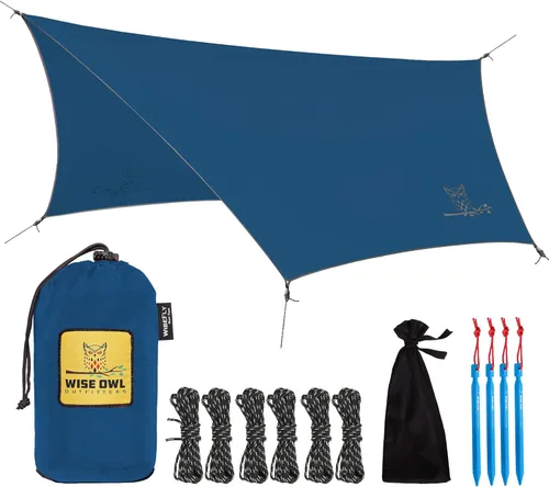 Wise Owl Outfitters Toldo para Hamaca – Funda de lona impermeable para acampar con estacas de tienda de campaña y bolsa de transporte, refugio