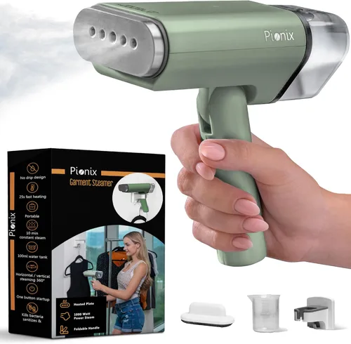 Pionix Vaporizador de mano para ropa, vaporizador de mano plegable, vaporizador de tela horizontal y vertical 2 en 1, vaporizador portátil para