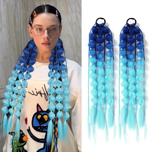Miniatura 24 de Extensiones de cabello trenzado de color amarillo jumbo, trenzas gigantes para trenzas de caja trenzada, cabello de fibra sintética de alta calidad