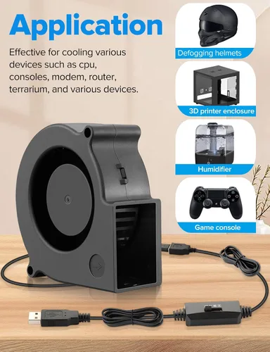 Miniatura 5 de Wathai - Ventilador USB de 75 mm x 30 mm, turbina centrífuga de 5 V para caja de computadora DIY, receptor de cine en casa, impresoras 3D