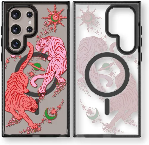 Miniatura 94 de Rosarnnah Funda compatible con Samsung Galaxy S24 Ultra, bonita estética, a la moda, divertida funda con estampado de gatito y gato, duradera a