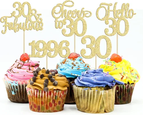 Miniatura 74 de Gyufise Paquete de 24 adornos negros para cupcakes de 10.º cumpleaños con purpurina negra 10 Ten Hello 10 Dights dobles desde 2015 para decoraciones