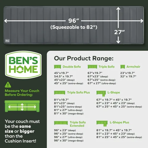 Miniatura 3 de BEN'SHOME® Tabla de soporte para cojín de sofá para sofá ultra profundo extra largo hundido, deja de hundirse en tu sofá, madera maciza de 0.5