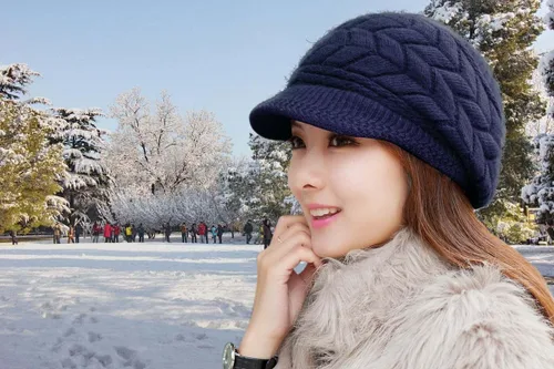 Miniatura 7 de Hindawi gorro de lana caliente de invierno para mujer, gorra esquí de lana con visera