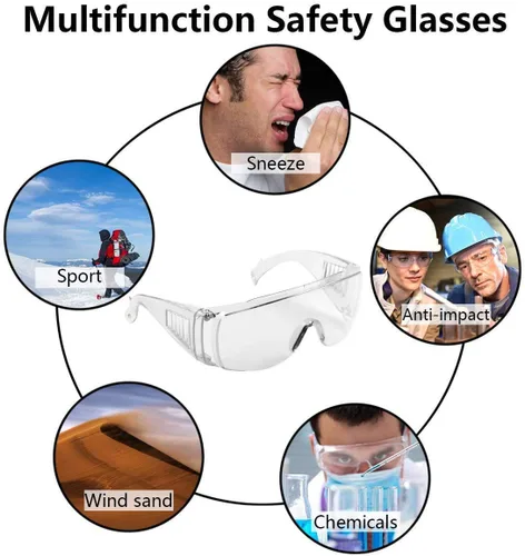 Miniatura 6 de Gafas de seguridad antivaho paquete de 3 – Gafas de protección envolvente para laboratorio, construcción, enfermeras Resistente a los arañazos
